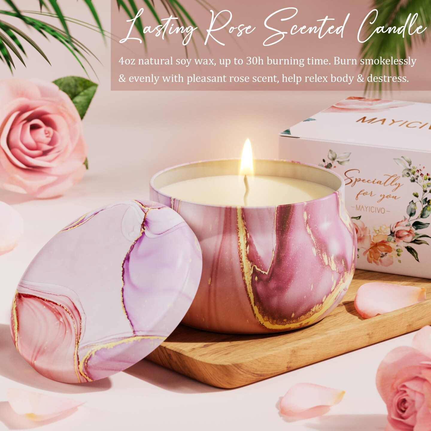 Gifts for Mom, Woman, Wife Self Care Get Well Soon Gift Baskets, Rose Relaxing Spa Gift Basket Care Package w/ Luxury Flannel Blanket, Unique Valentines Day Gifts for Mom Her Friend Sister Wife Grandma
