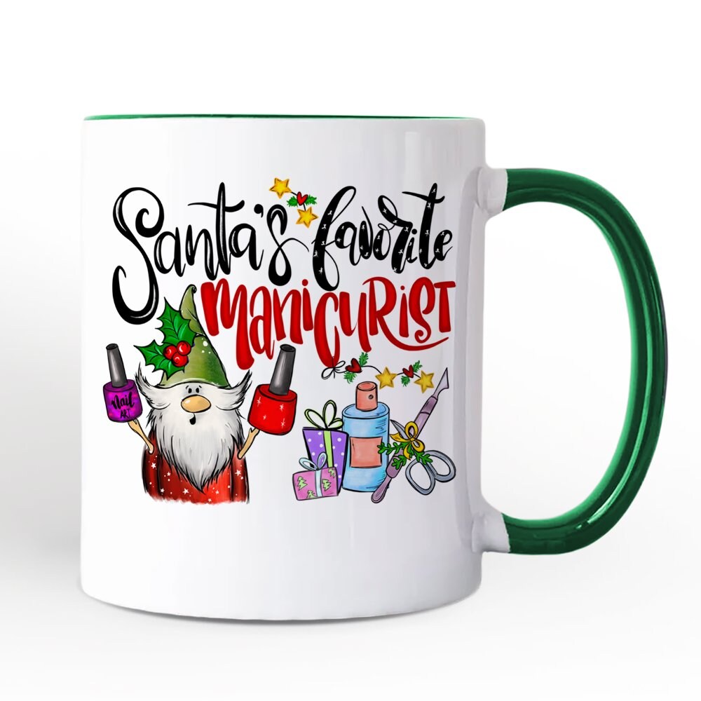 Santa's Favorite Manicurist Nail Art Mug, Beauty Artist Appreciation Gift