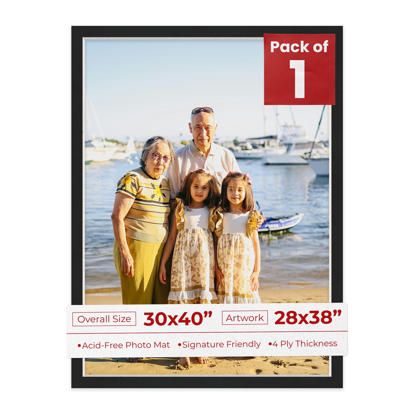 Black Suede Mat Board for 30x40 Frames - Fits 28x38 Photos, Color ...