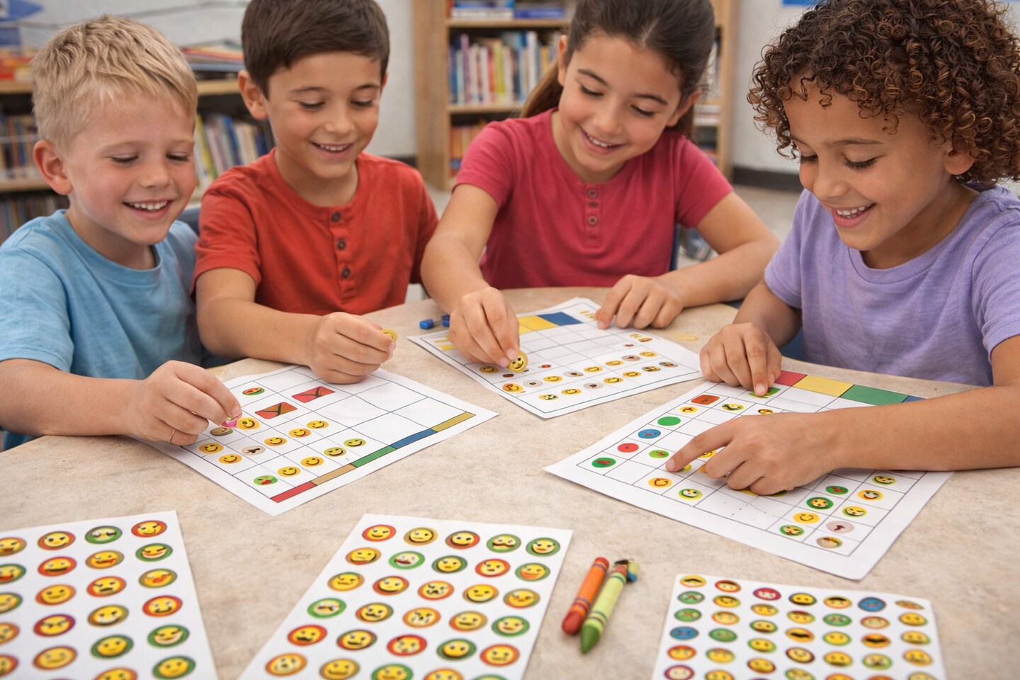 Emotions Stickers – 192 Mini Emotion Face Stickers, 4 Sheets, 1/2\" Classroom Reward & SEL Stickers