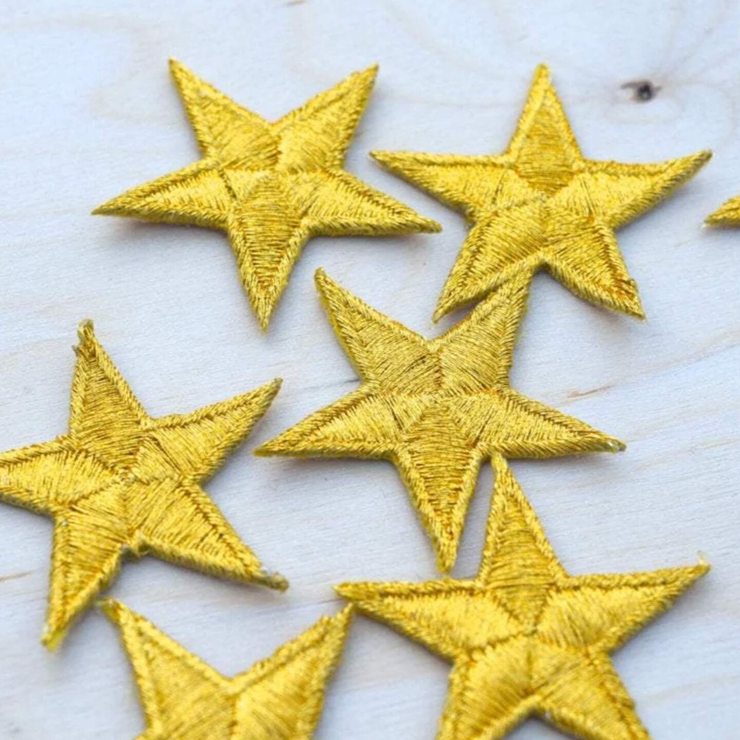 5 Pieces Jumbo Gold Star Embroidery Patches with Metallic Thread Iron On 2.5&#x22; Large Craft