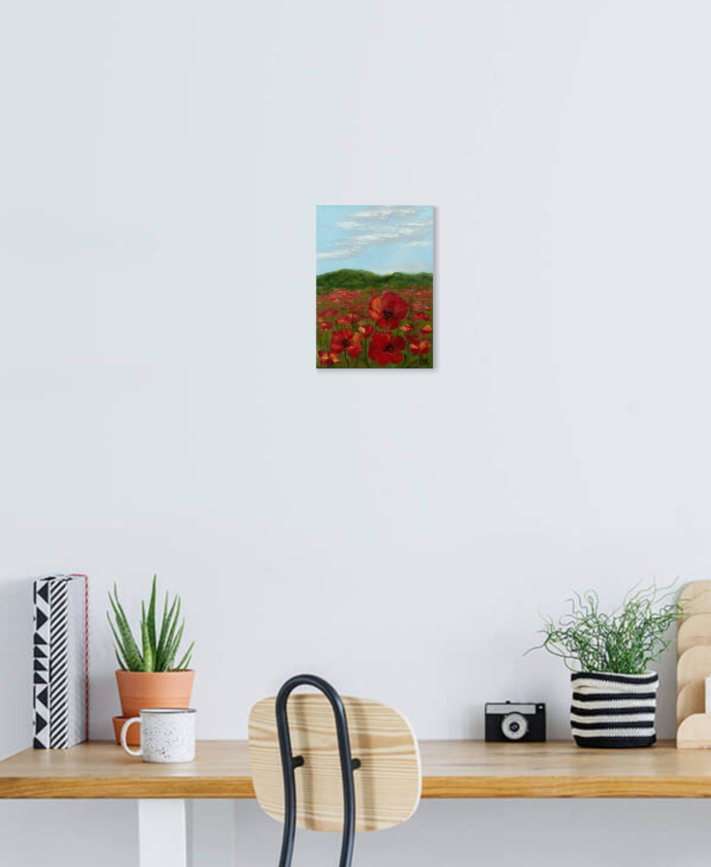 Poppy Field Painting Countryside Landscape Art Impasto Floral