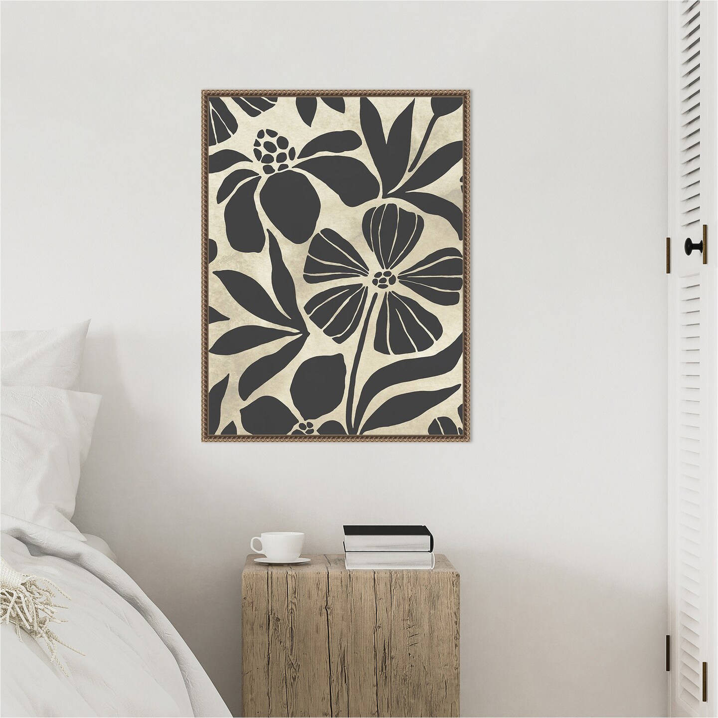 Linocut Garden I by June Erica Vess Framed Canvas Wall Art