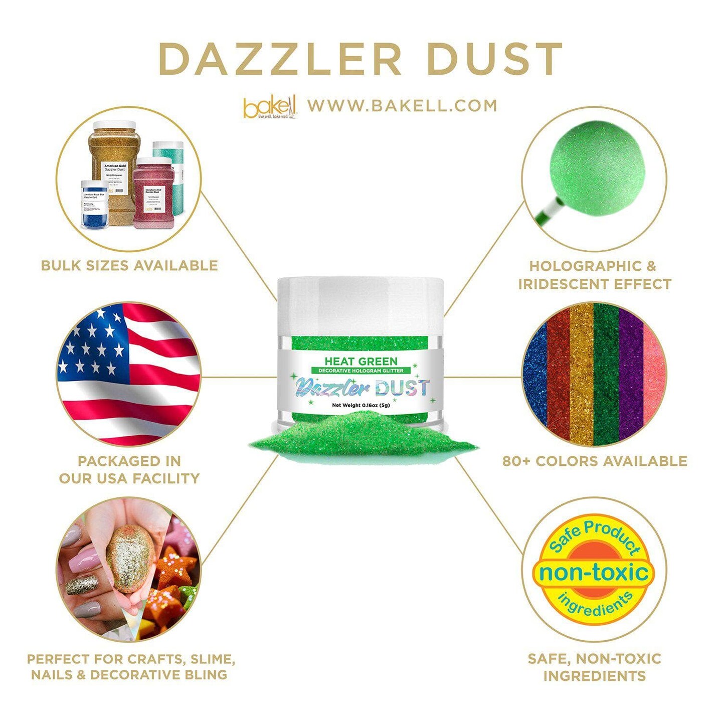 Heat Green Dazzler Dust&#xAE; 5 Gram Jar
