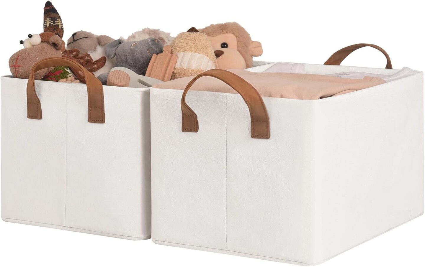 Storage Bins, Fabric Storage Bins for Shelves, Storage Baskets with Metal Frame
