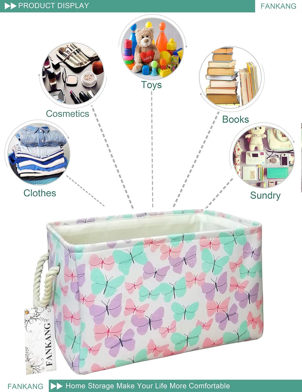 Rectangular Laundry Basket Nursery Storage Fabric Storage Bin Storage Hamper