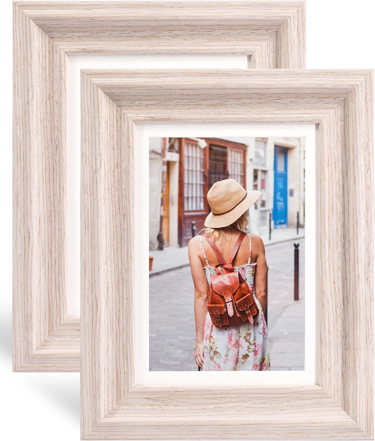 5x7 Wood Picture Frames,Display Photos 4x6 with Mat or 5x7 Without Mat