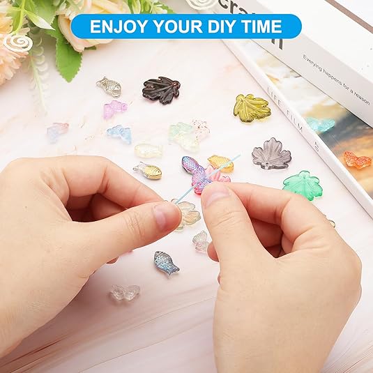 Butterfly Beads, 100Pcs Crystal Butterfly Beads Translucent Czech Glass Beads