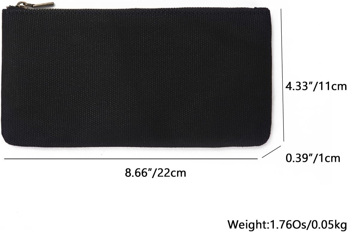Canvas Pencil Pen Case Stationery Case Pouch Bag(Black, S)