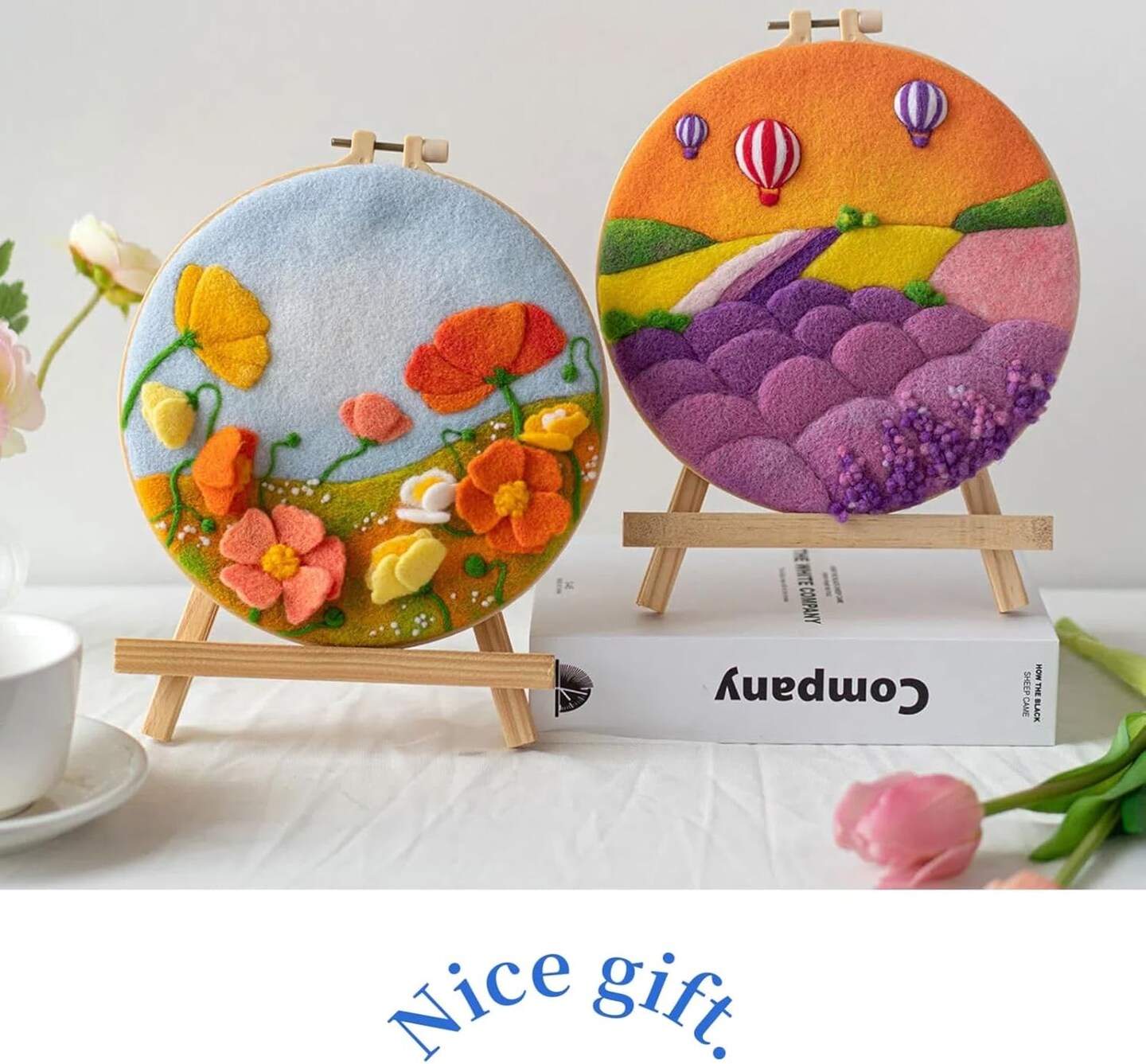 DIY Wool Needle Felt Starter Kit, Beginner Needle Felt Kit with Wool Felt Bag, Felts Needles, Photo Frame, Foam Mat, Felts Cloth and Instructions for Home Decor, Art Crafts (K4)