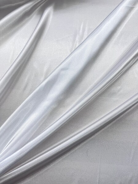 1 Yard White Charmeuse Fabric Soft Shiny Polyester 58 Inch Wide for Sewing and Draping