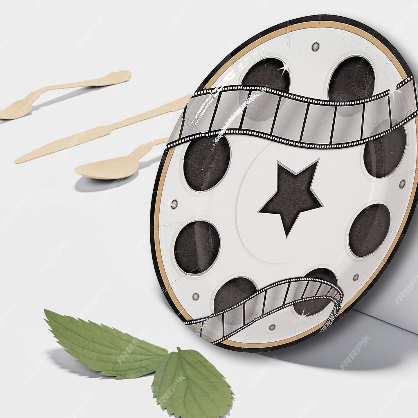 8 Count 7" Movie Night Film Reel Round Disposable Dessert Plates Fun Cinema Party Tableware