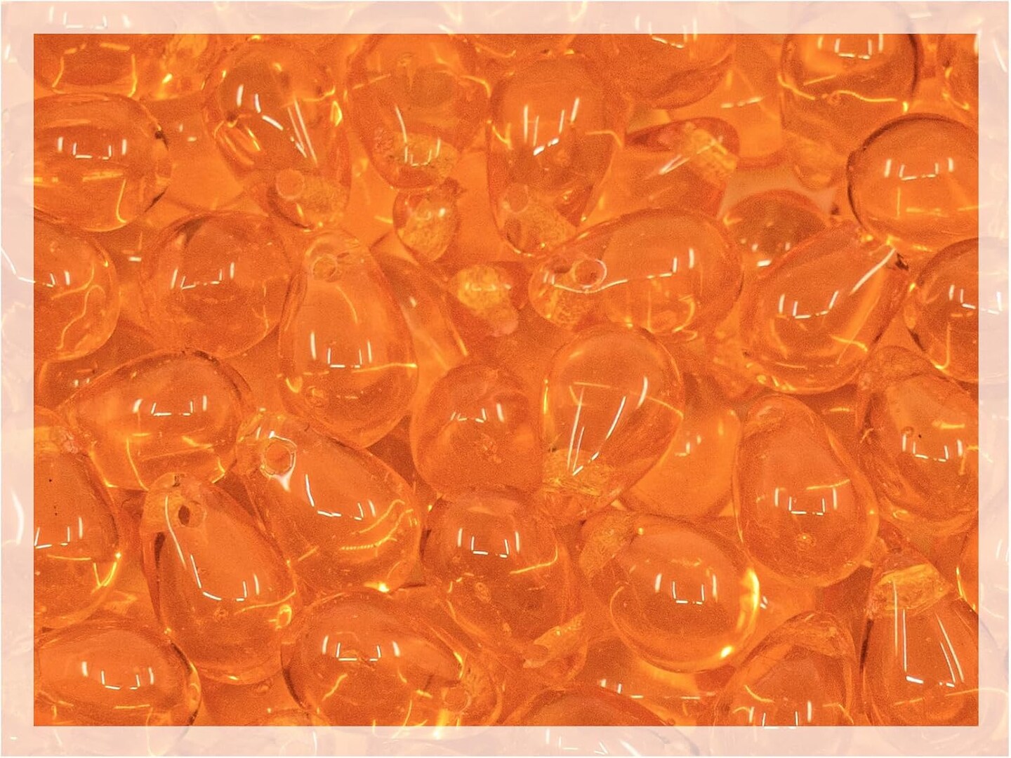 Czech 50-Piece Glass Beads, 6x9mm, Teardrop Transparent Orange