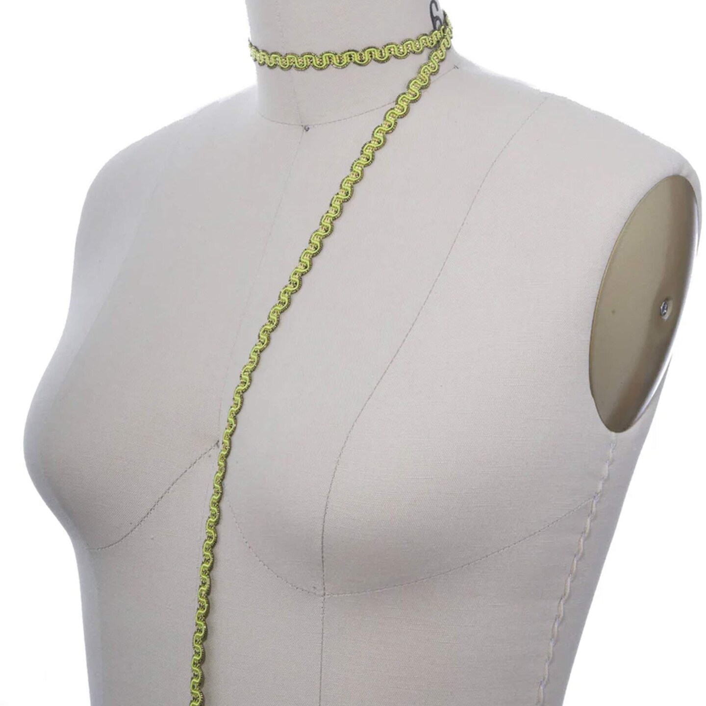 2 Yard 3/8" Neon Lime Green Gimp Trim with Gold Accents Victorian Style Decorative Braid
