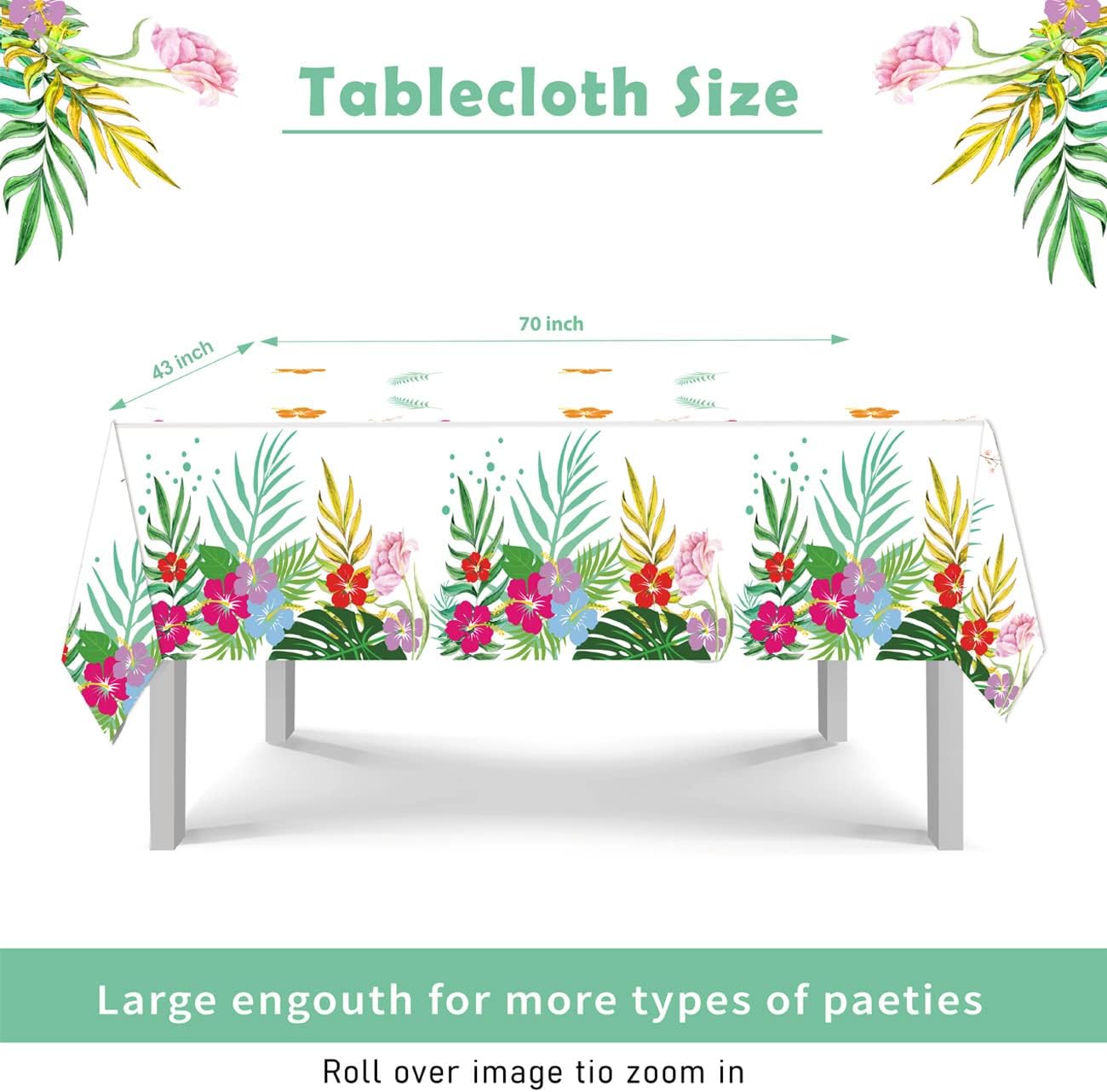 121 PCS Luau Hawaiian Party Decorations - Aloha Tropical Party Tableware Supplies Including Plates, Napkins, Cups and Tablecloth for Summer Pool and Tropical Luau Birthday Party Decor Serves for 30