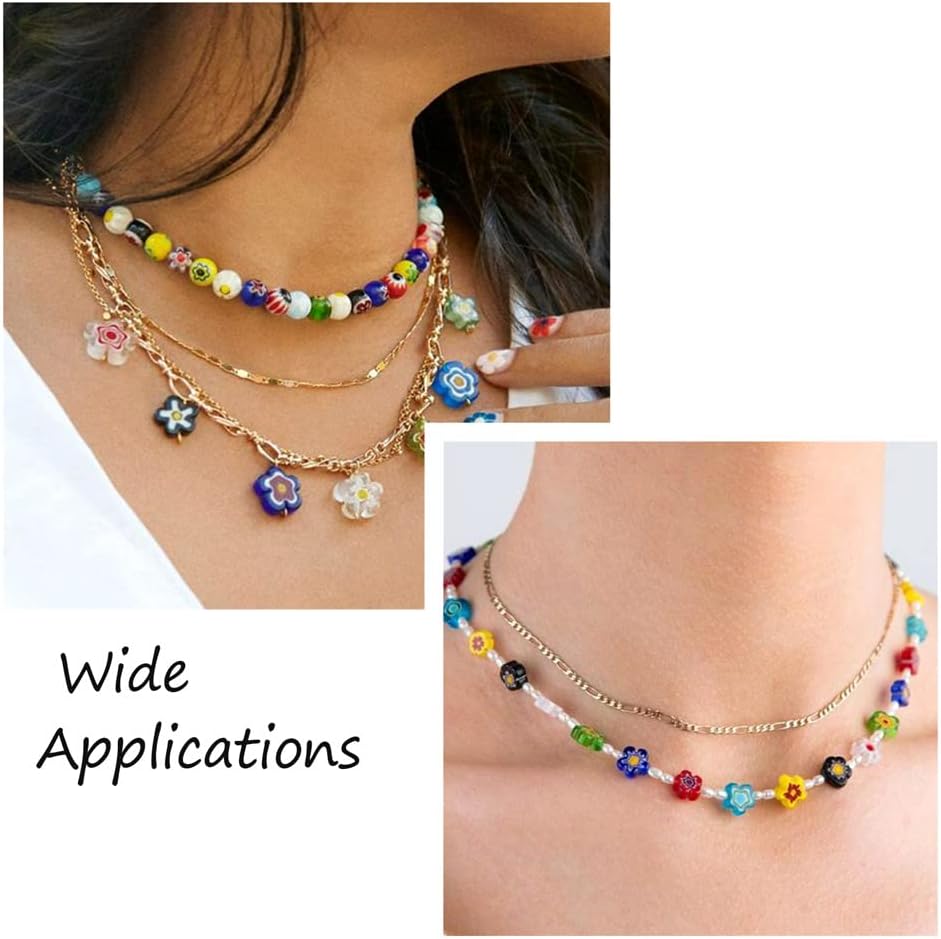 300Pcs Millefiori Lampwork Glass Beads Flat Flower Glass Beads Millefiori Loose Spacer Beads 4-7.2mm