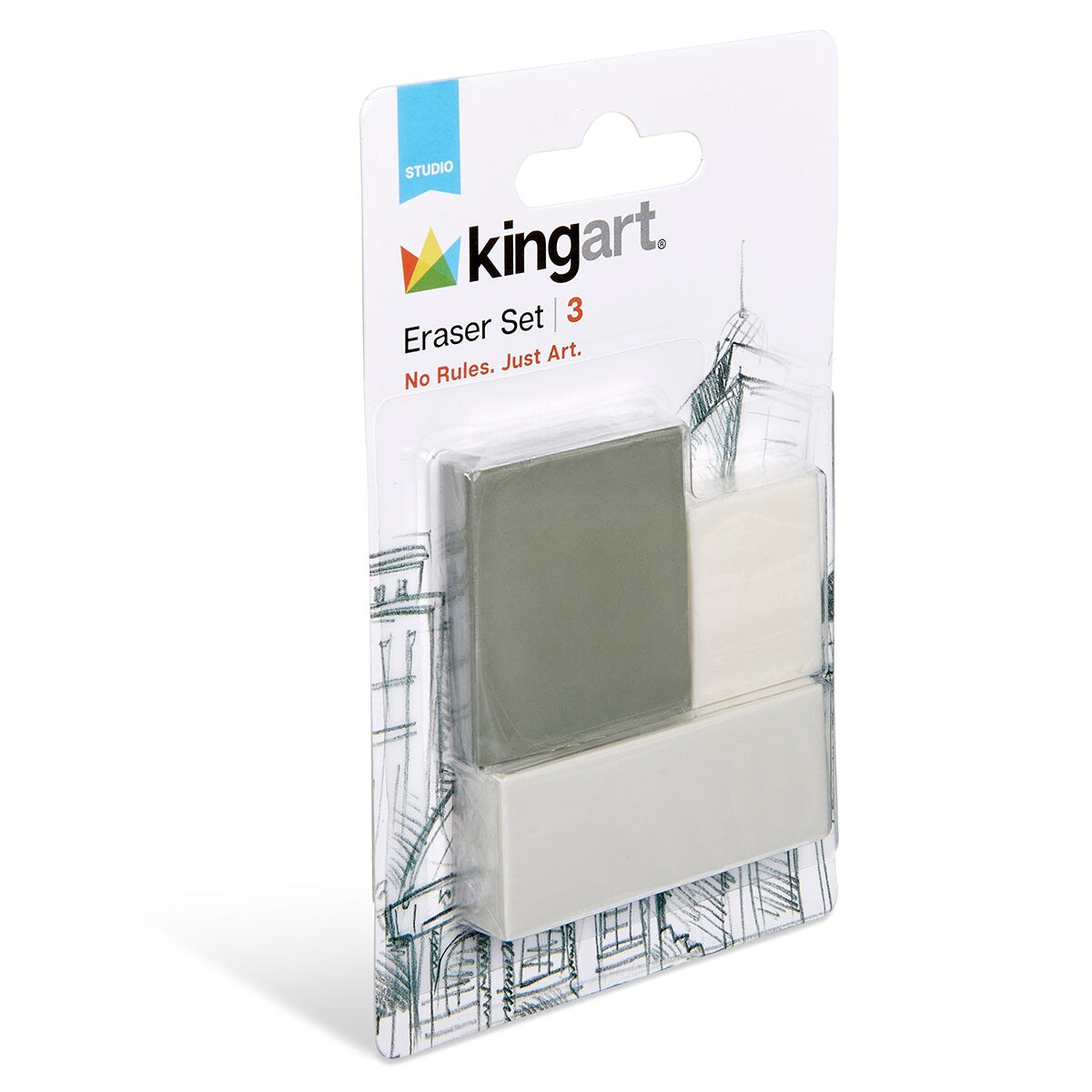 KINGART&#xAE; Assorted Erasers 3 pc