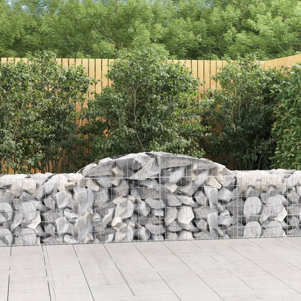 vidaXL Arched Gabion Baskets 8 pcs 118.1&#x22;x19.7&#x22;x23.6&#x22;31.5&#x22; Galvanized Iron