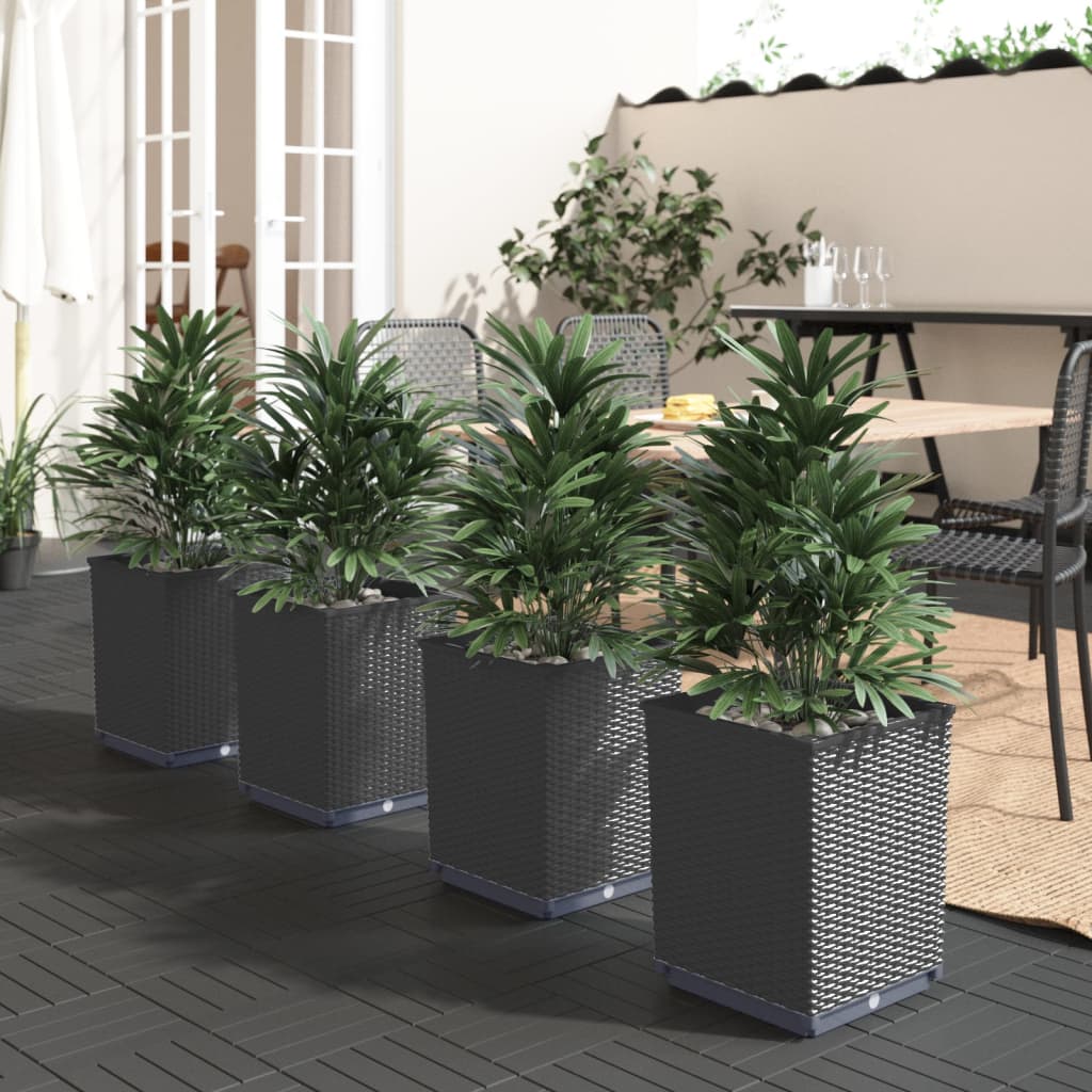 vidaXL Planters 4 pcs Black 11.8&#x22;x11.8&#x22;x14.6&#x22; Polypropylene