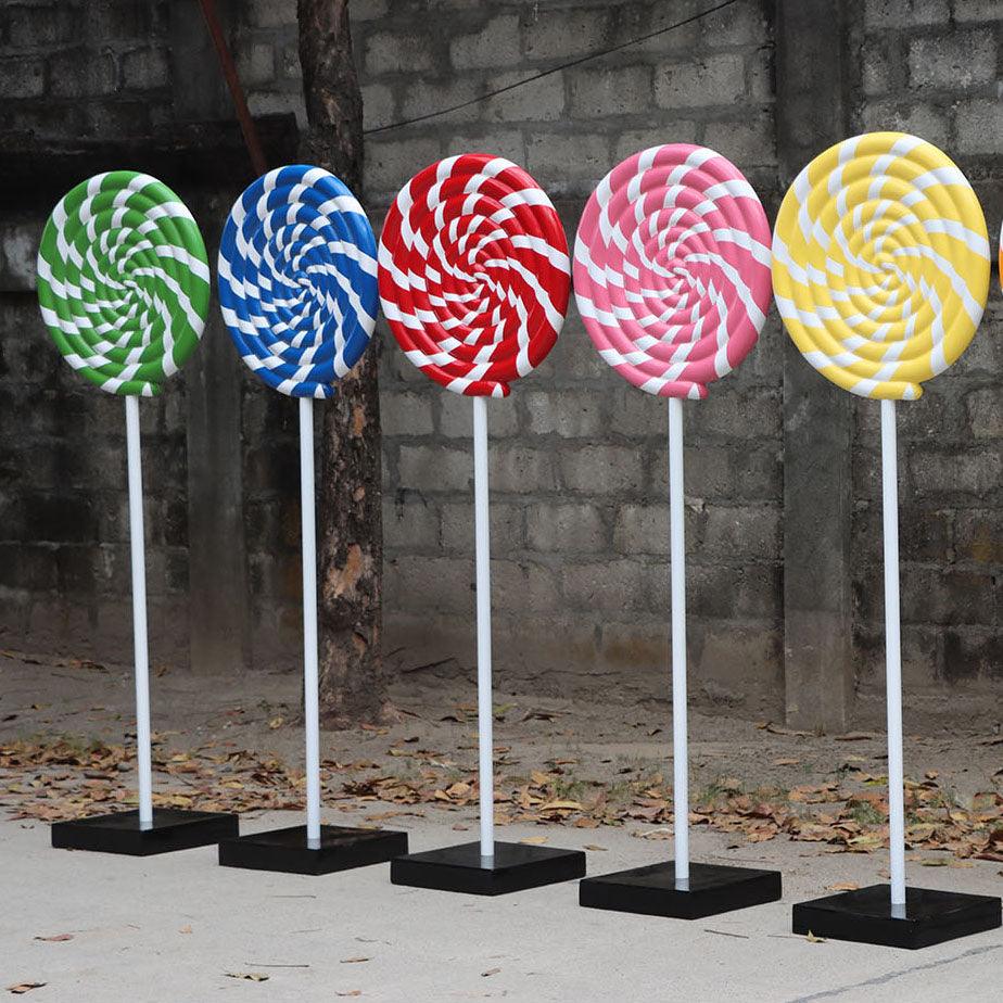 Red Swirl Lollipop Over Sized Statue