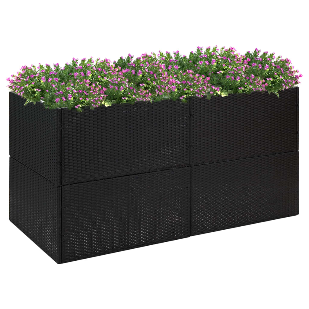 vidaXL Garden Planter Black 61.8&#x22;x31.5&#x22;x31.5&#x22; Poly Rattan