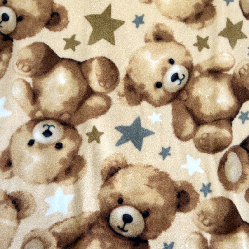 Teddy Bear Stars Anti-Pill Premium No-Sew Throw Fleece Fabric Kit (72x60)