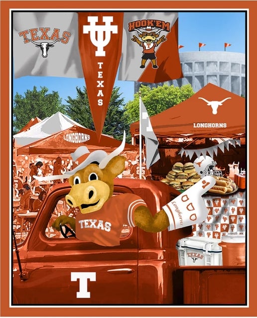 Licensed NCAA University of Texas Tailgate Panel TX-1157 Cotton Fabric by the Panel