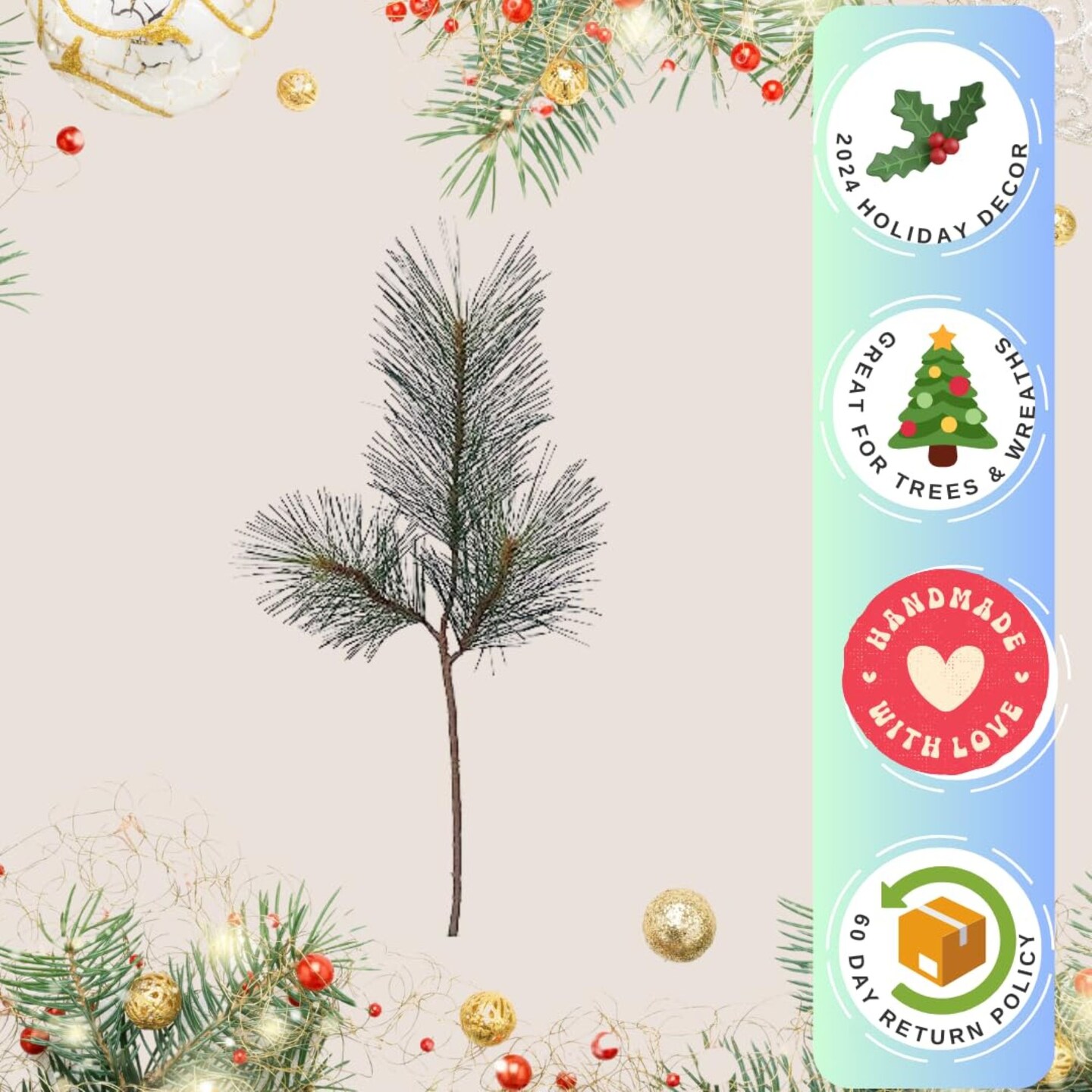 30-Inch Artificial Sugar Pine Picks - Set of 2, 3 Lifelike Sprays - Perfect for Christmas Wreaths, Garlands, Trees - Elegant Holiday Decor - 2024 Christmas Collection, Floral Home by Artificial Flowers
