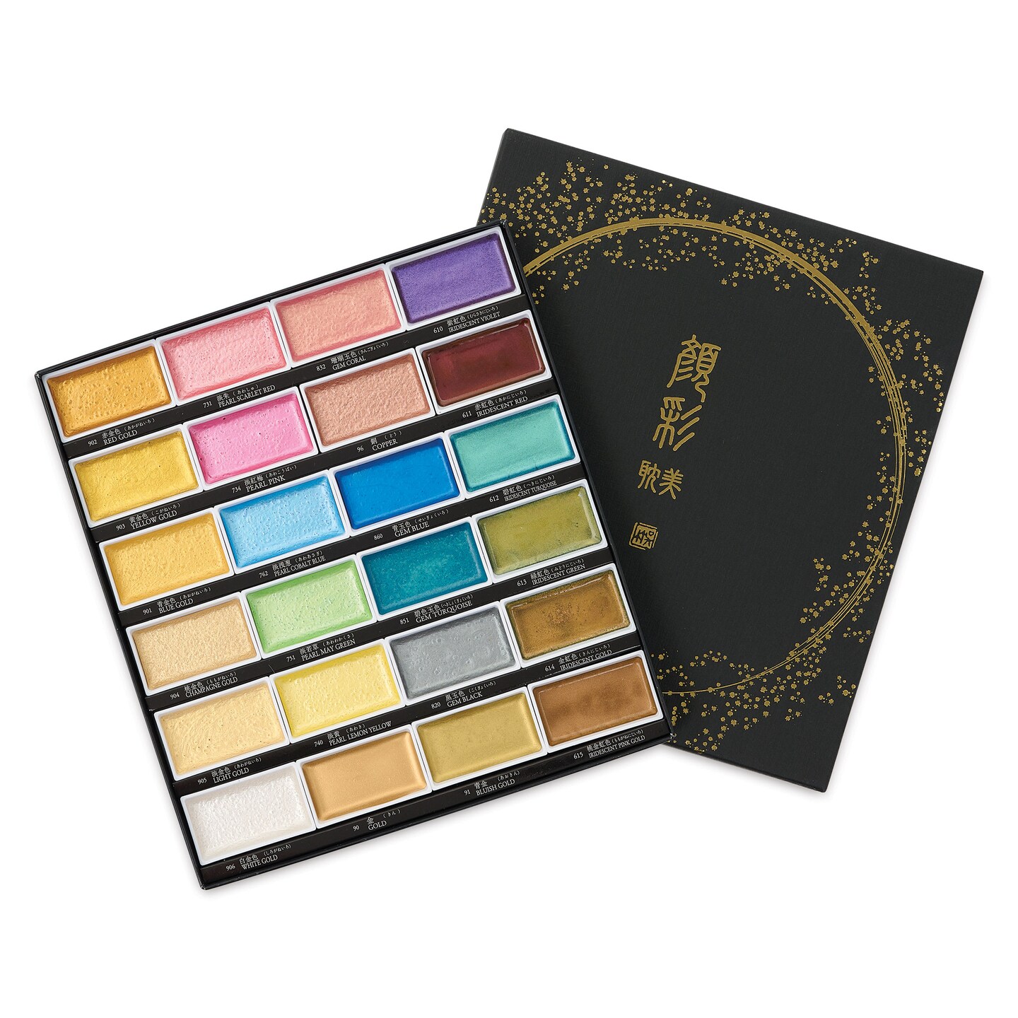 Kuretake Gansai Tambi Watercolor Pans - Set of 24, Metallic 2 Colors