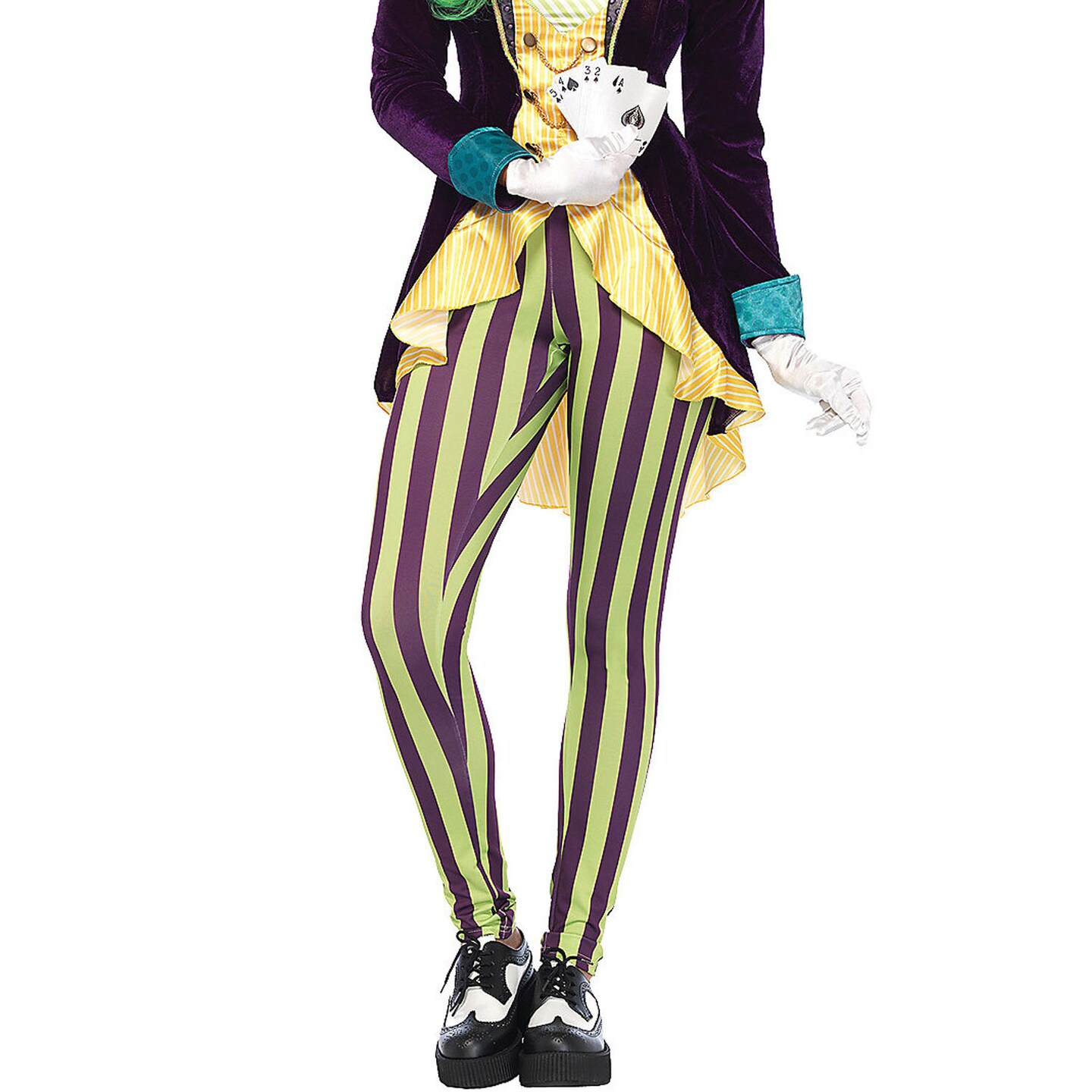 Women's Wicked Joker Halloween Costume Sequin Velvet Satin Jacket with Striped Leggings