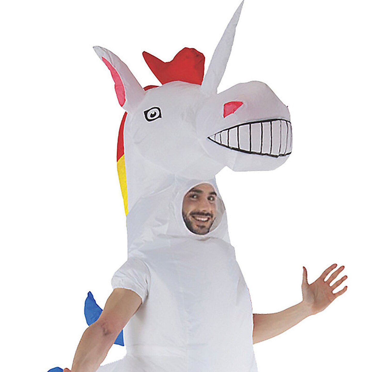 Unicorn Inflatable 4 Legged Costume for Adults with Colorful Mane and Tail Easy Inflate
