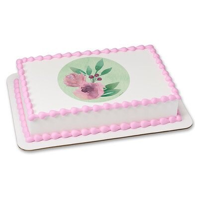 Watercolor Flowers Edible Icing Image for 8 inch round cake