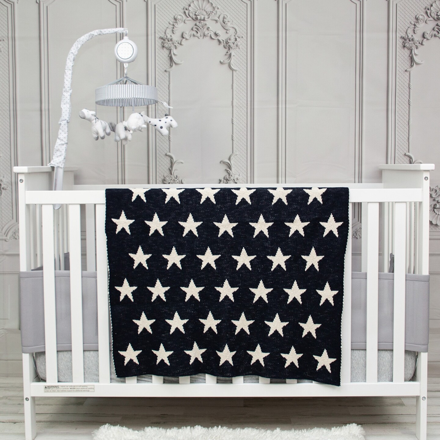 Nassau Collection Knitted Starry Starry Night Rectangular Cotton Baby ...