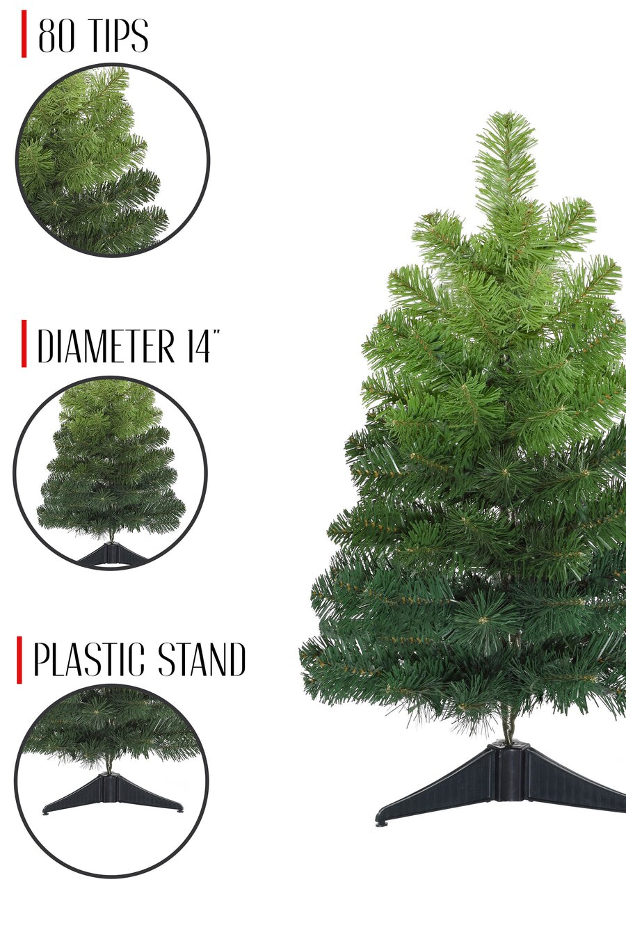 24&#x22; Tabletop Ombre Green Christmas Tree with Plastic Stand
