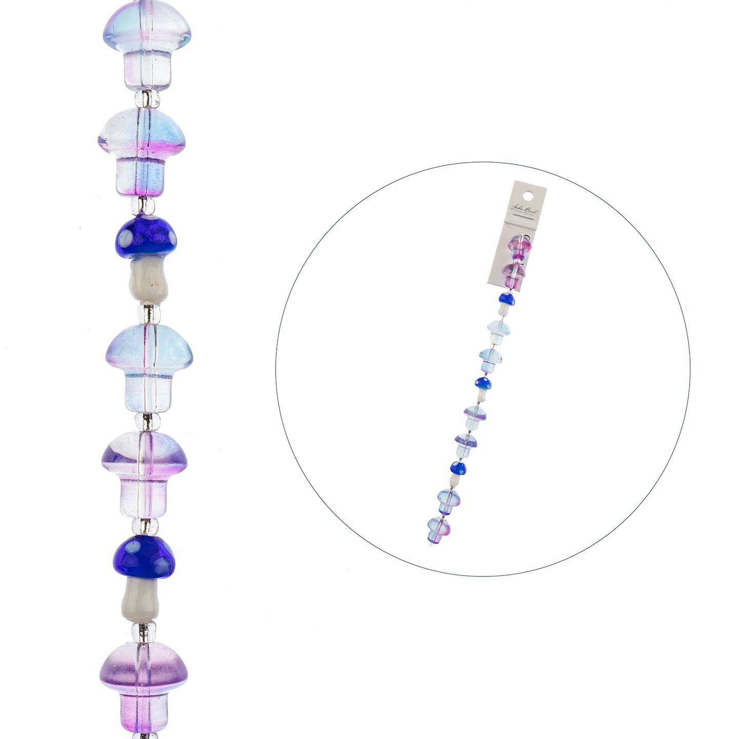 Crystal Lane DIY Glass Garden 13x14mm Mushroom Bead Strand, 11pcs