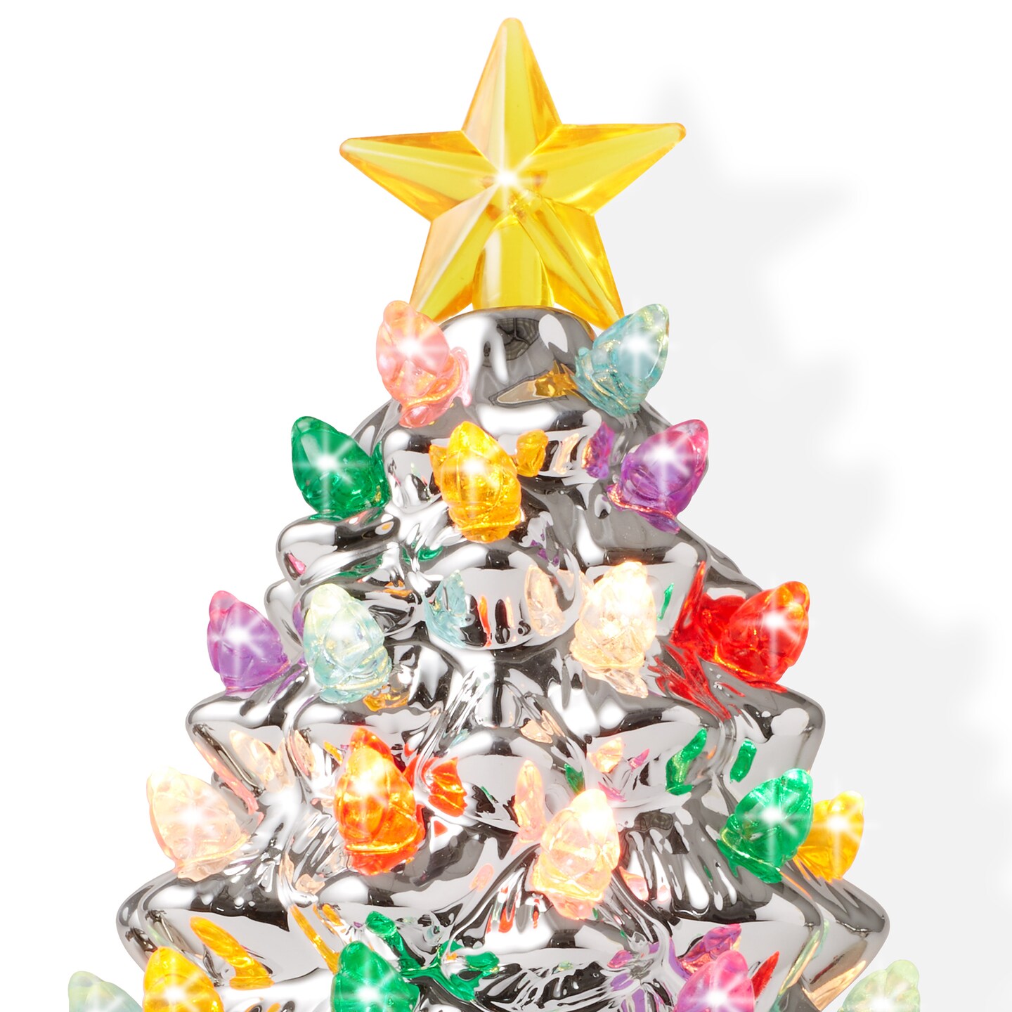 Casafield Ceramic Holiday Night Light - Vintage Decorative Night Light with Bulbs and Star Topper