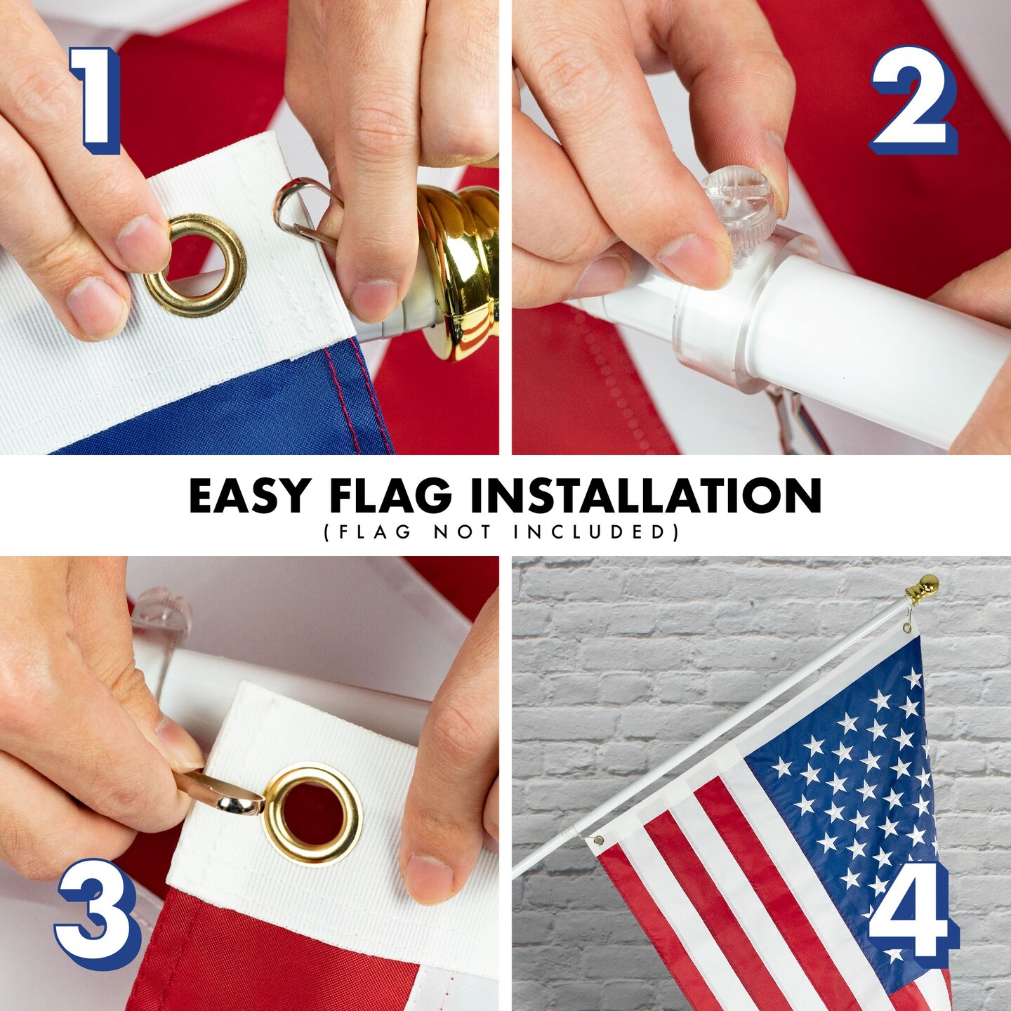 G128 6 Ft Tangle Free Aluminum Spinning Flagpole (White)