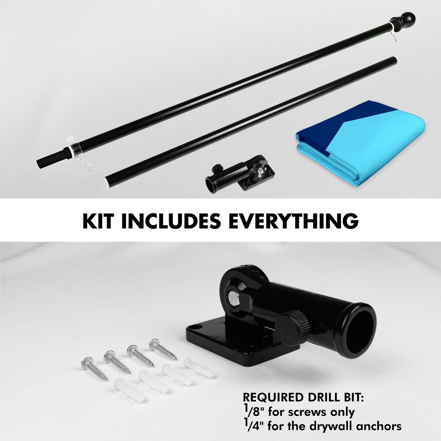 G128 Combo Pack: 6 Ft Tangle Free Aluminum Spinning Flagpole (Black) &#x26; Minnesota New Version MN State Flag  | 3x5 Ft | LiteWeave Pro Series Printed 150D Polyester | Pole with Flag Included