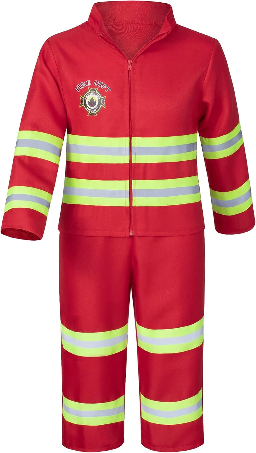 Kid&#x27;s Fireman Firefighter Costume Toys with Complete Accessories for Boys and Girls Birthday Halloween Party Dress Up