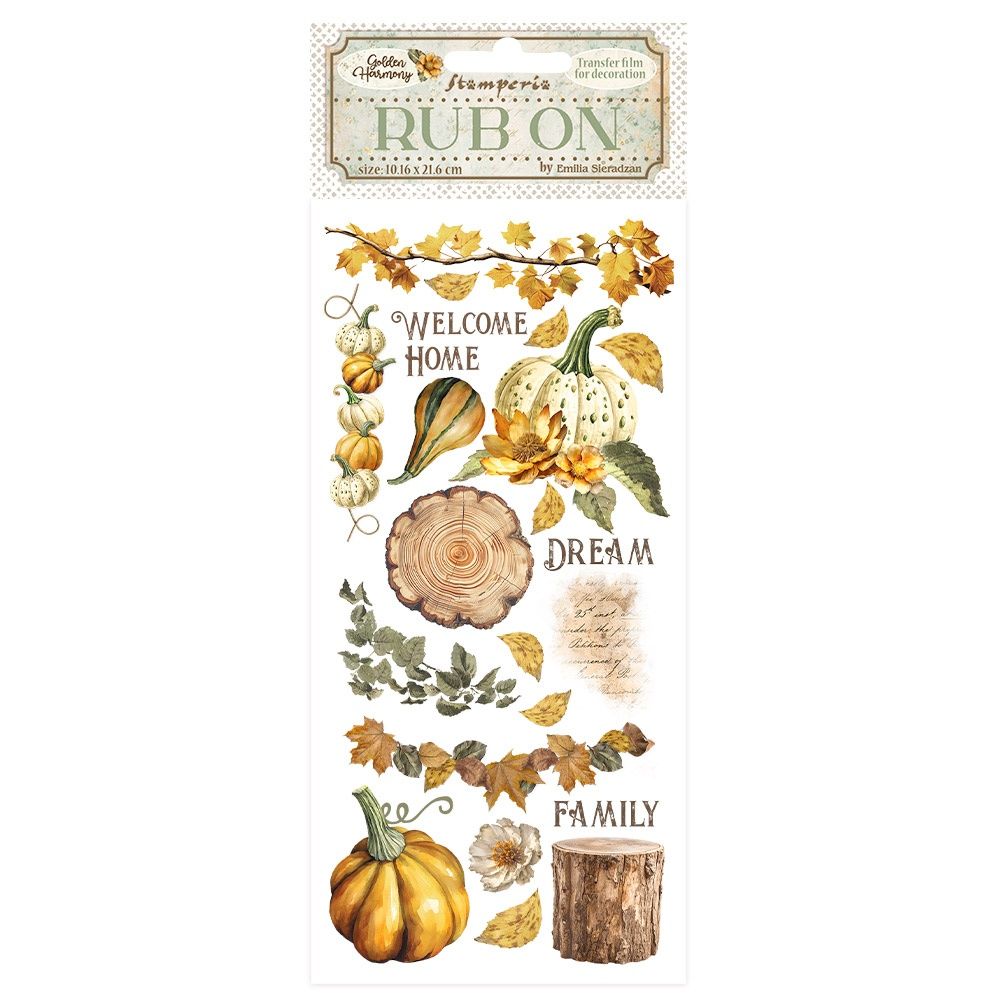 Stamperia Golden Harmony Pumpkins 4&#x22;X8.5&#x22; Rub-On