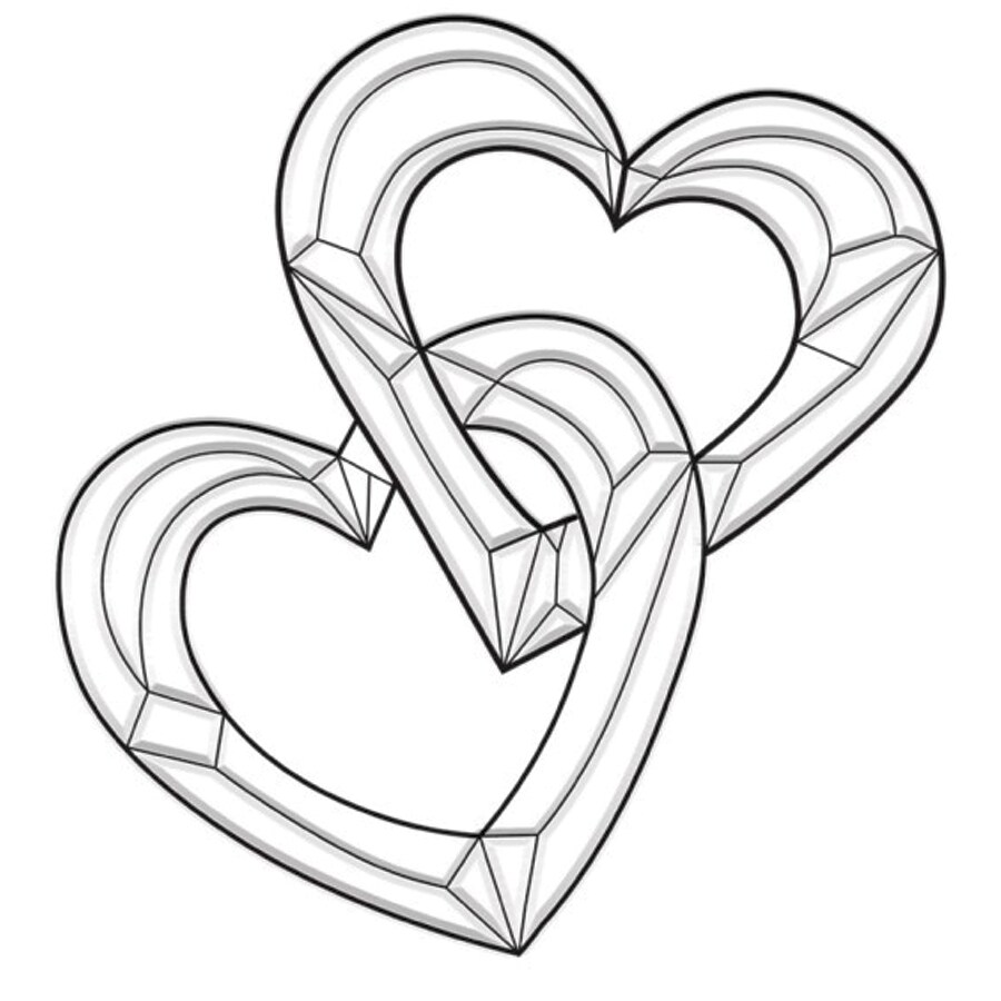 8-1/2"x8-3/4" Exquisite Clear Glass Hearts Bevel Cluster EC254