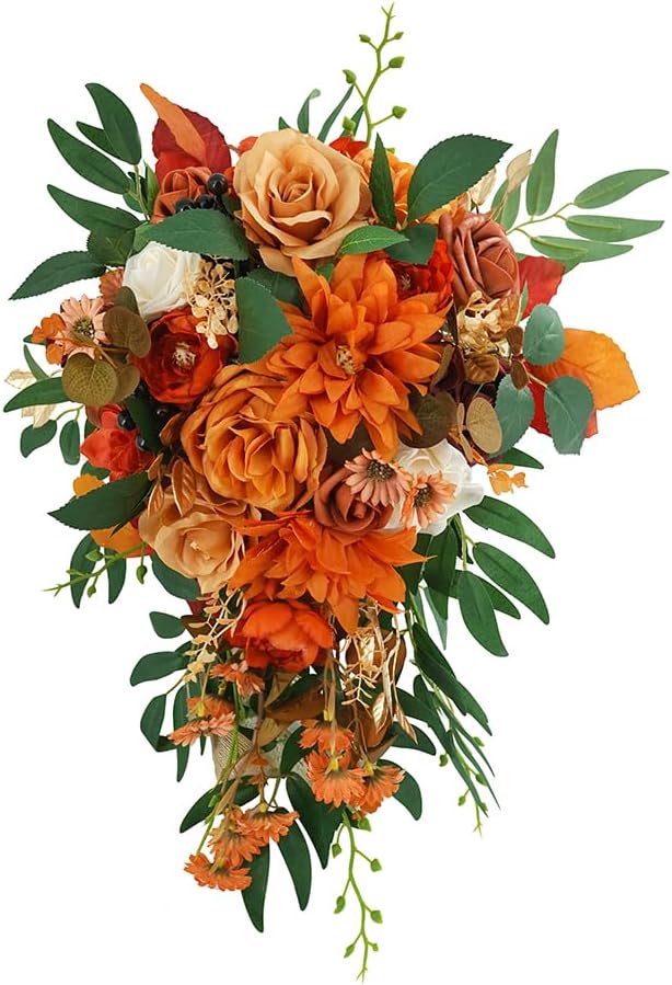 11&#x22; Burnt Orange Wedding Bouquet