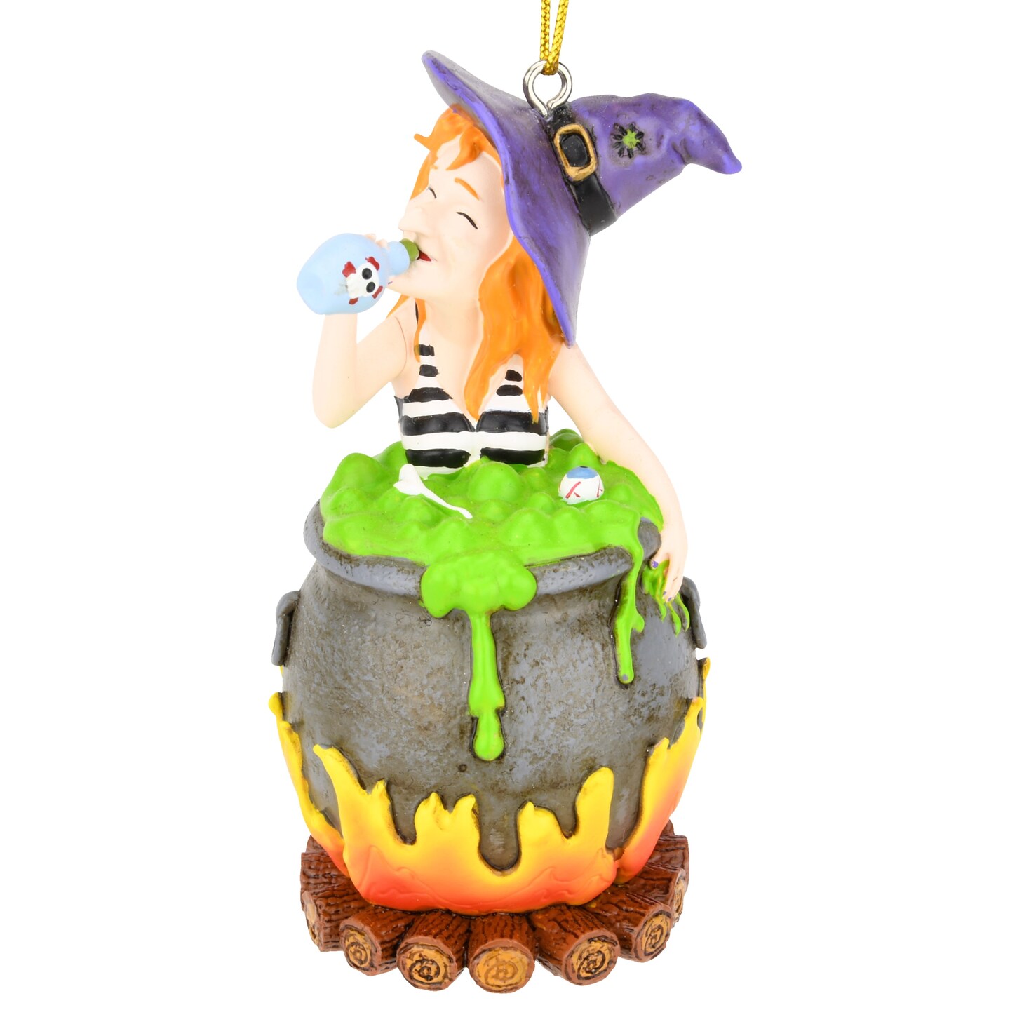 Tree Buddees Funny Witches Hot Tub Halloween Ornament Witch Drinking in Cauldron