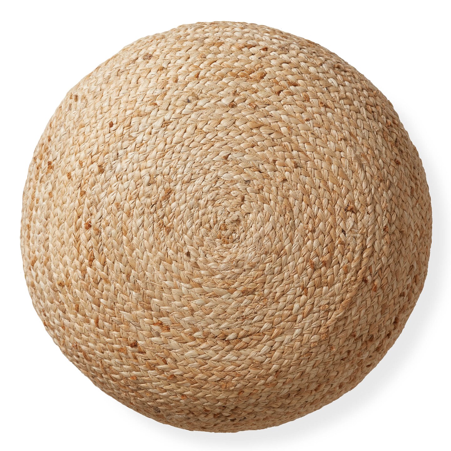 Hand-Braided Jute Pouf Ottoman Footrest, 19&#x22; Round x 10-1/2&#x22; High, Natural Woven Boho Floor Cushion, Home Decor for Living Room, Bedroom, Apartment