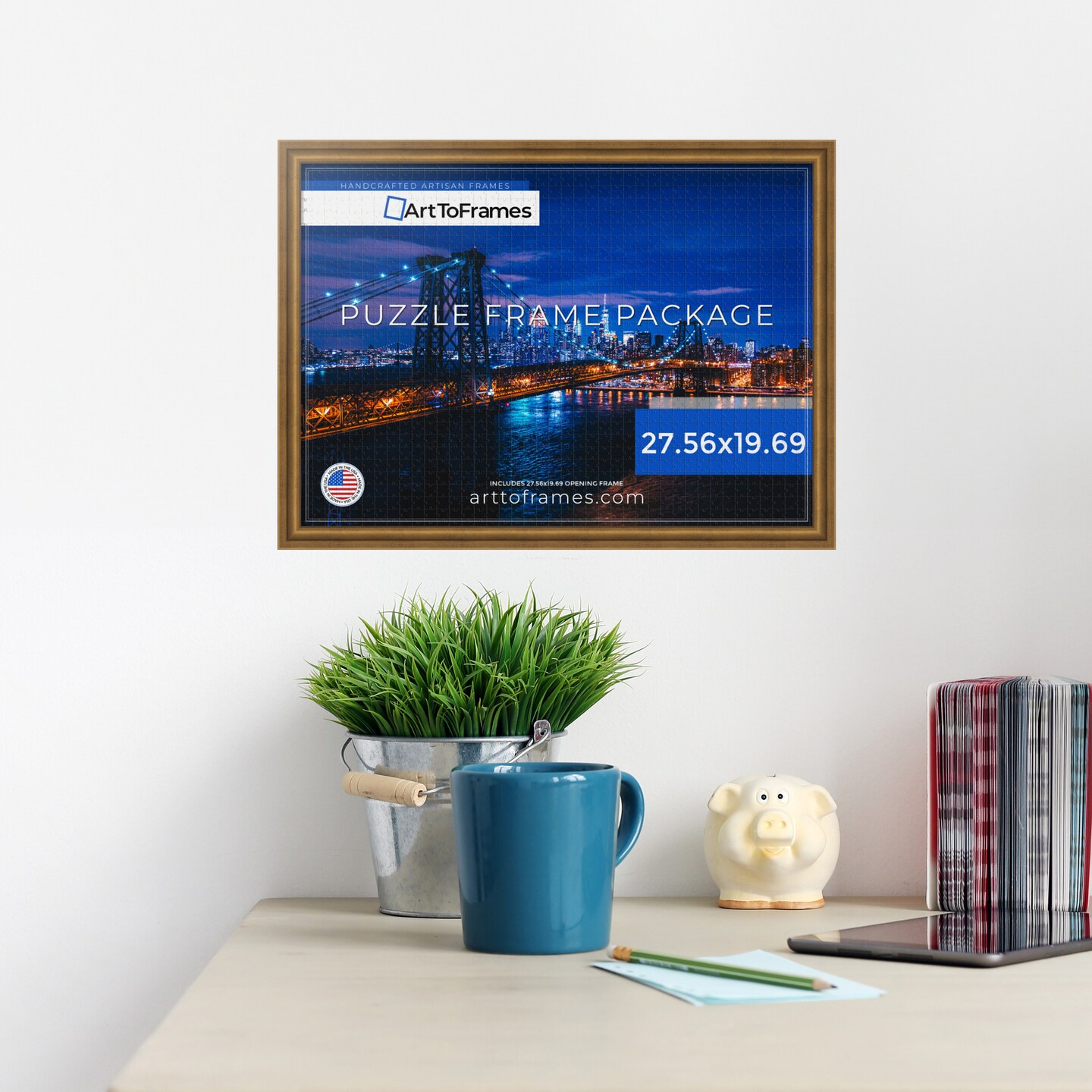 ArtToFrames 27.56x19.69 INCH / 70x50 CM Puzzle Frame for 1000 piece Puzzles.This 1.25 Inch Custom MDF Frame for Puzzles Comes with Economy Acrylic, Available in Multiple Colors