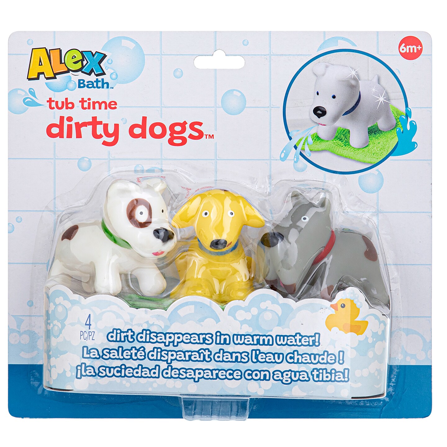 Alex: Dirty Dogs Bath - Bathtime Water Toys, 3 Dog Figures To Clean, Magic Dirt Spots Disappear In Warm Water, Kids-Toddlers-Babies Ages 6 mo+