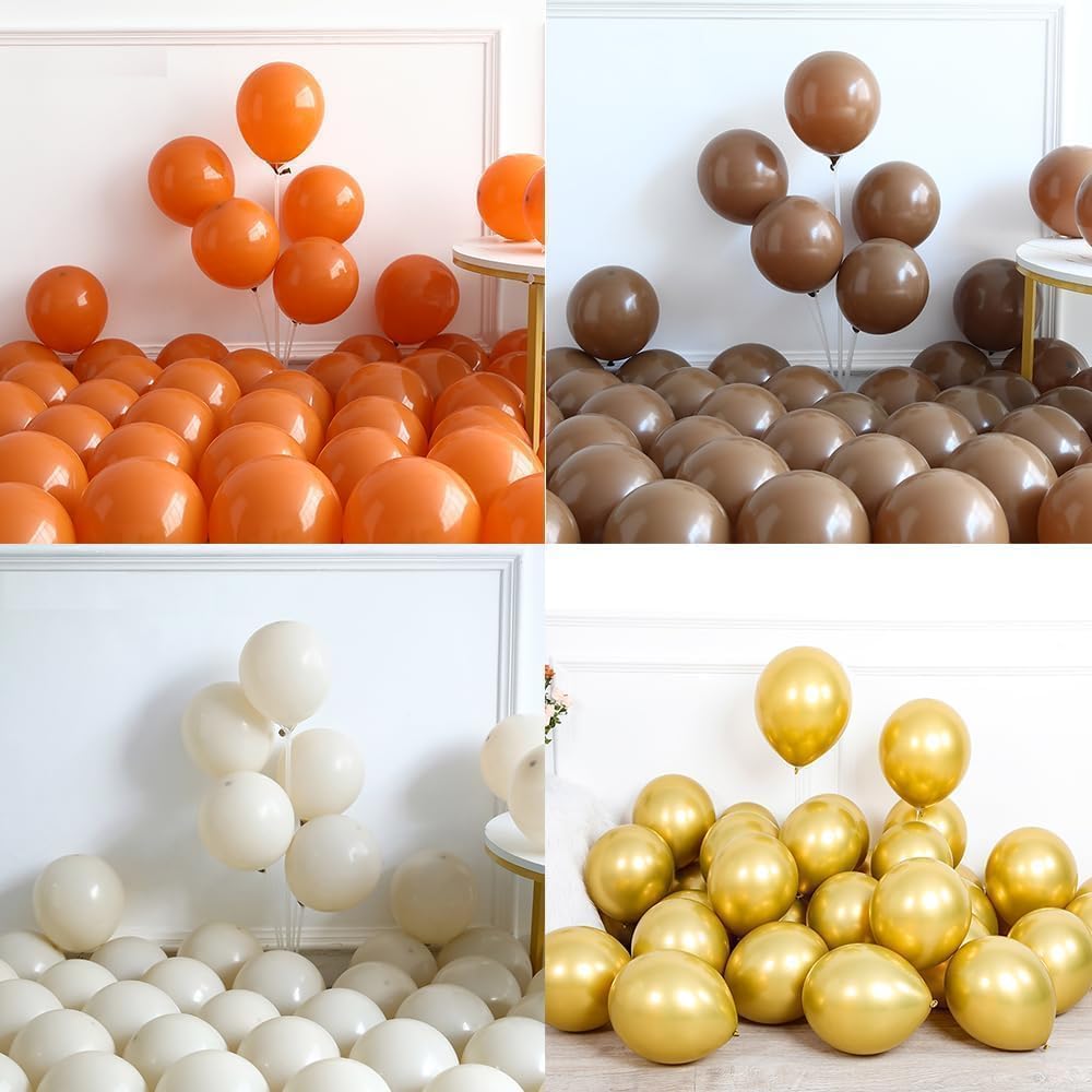 Fall Thanksgiving Balloons Garland Arch Kit 145pcs Orange Coffee Brown White Sand Boho Balloons for Autumn Birthday Hello Fall Little Pumpkin Baby Shower Party Decorations