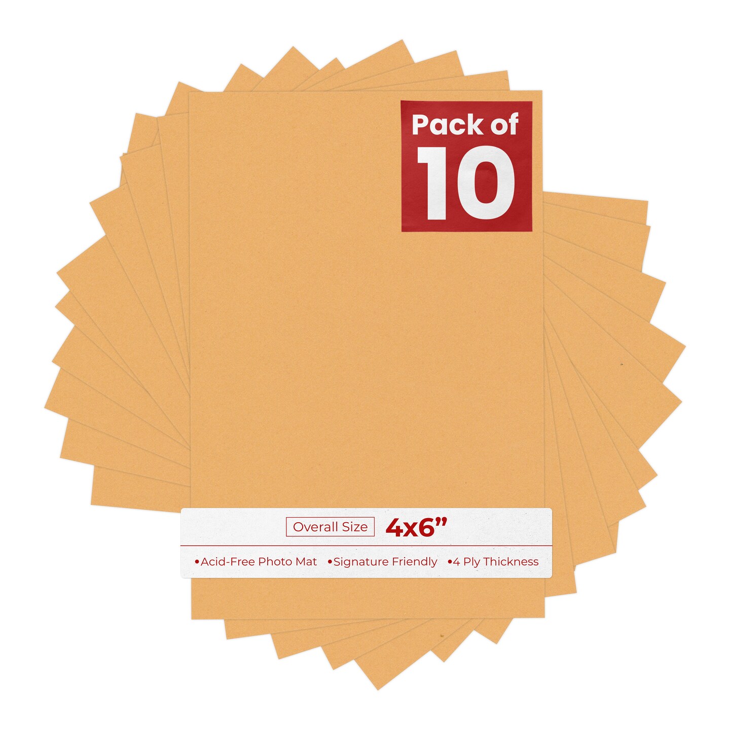 Topaz Orange 4x6 Inch Uncut Mat Board - Blank Sheets, No Opening