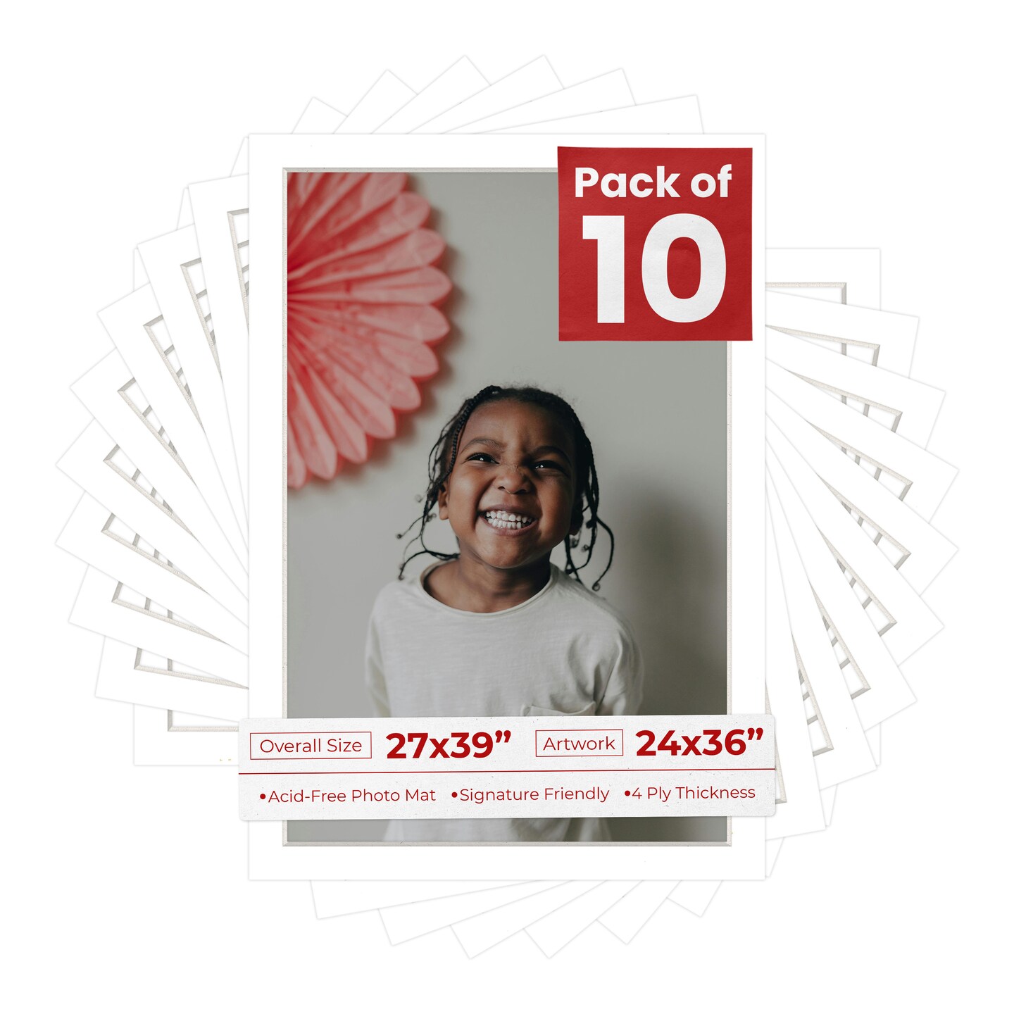 Textured White Mat Board for 27x39 Frames - Fits 24x36 Photos