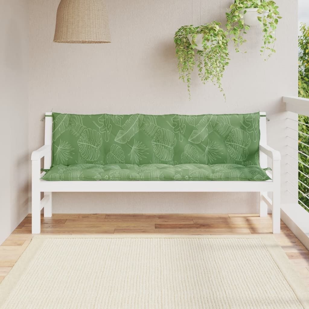 Edge Collections - 70.9" x 19.7" - Green - Garden Bench Cushions Leaf Pattern - 2 Pieces